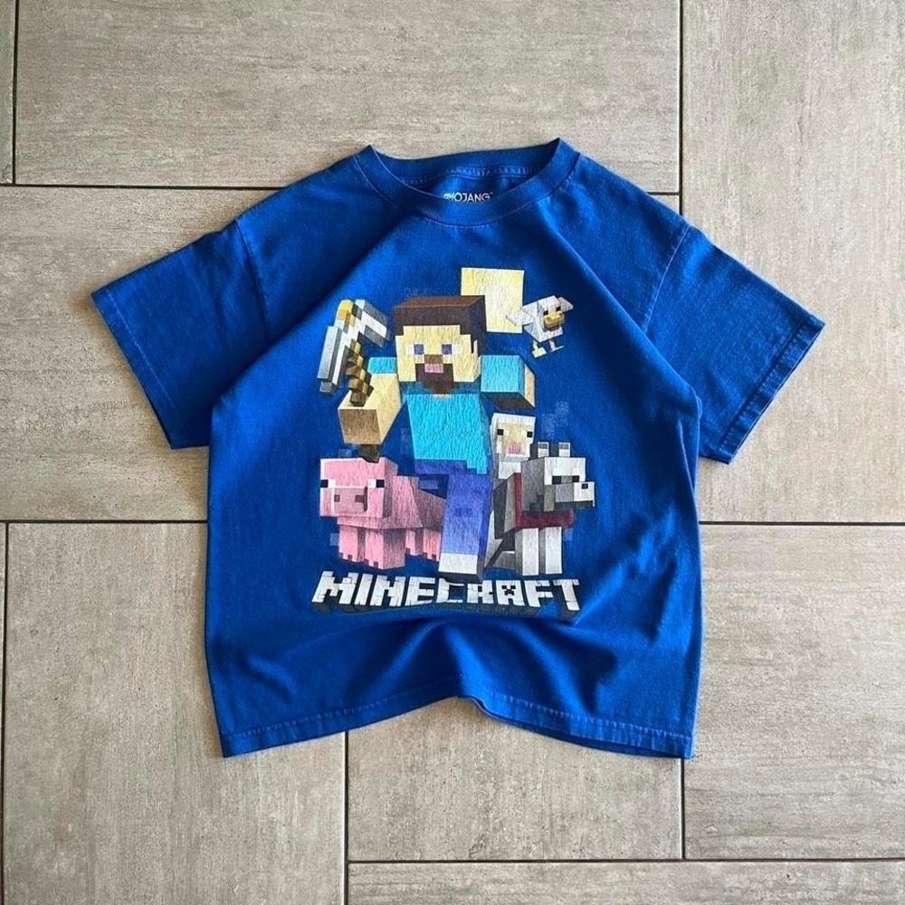 Blue Minecraft cotton t-shirt